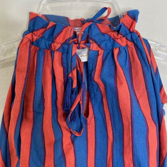 New Natalie Martin Girl's Marlien Sundress Batik Stripe Blue Blood Orange XS 2-3 - Picture 3 of 11